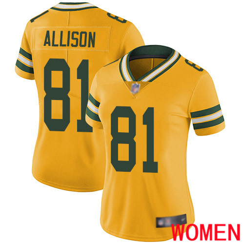 Green Bay Packers Limited Gold Women 81 Allison Geronimo Jersey Nike NFL Rush Vapor Untouchable